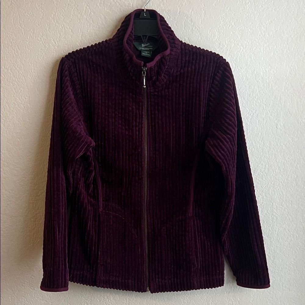 Woolrich Women's Kinsdale Corduroy Ribbed Zip Up Burgundy Jacket in XS